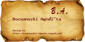 Bocsanszki Agnéta névjegykártya